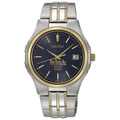 Seiko Men's Solar Watch W/ Blue Dial & Two-Tone Stainless Steel Bracelet